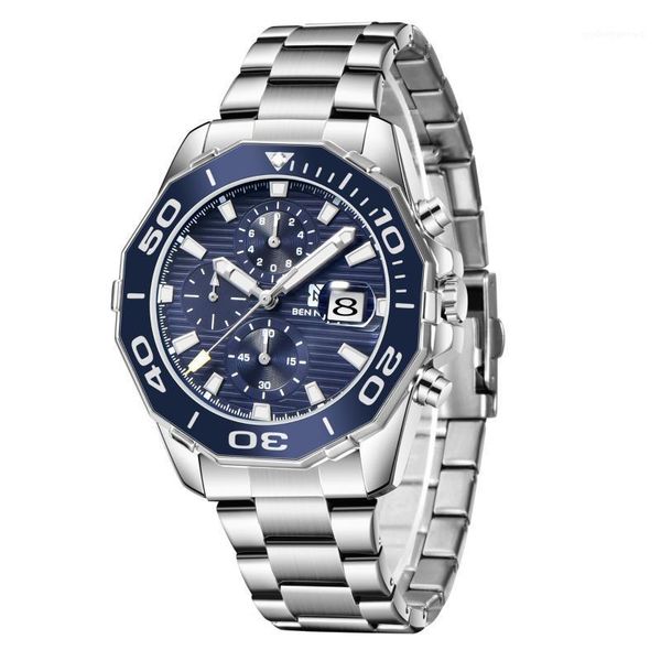 

wristwatches ben nevis quartz watch man date luminous hands waterproof military wristwatch black blue male clock box tool dropship bn6031g, Slivery;brown
