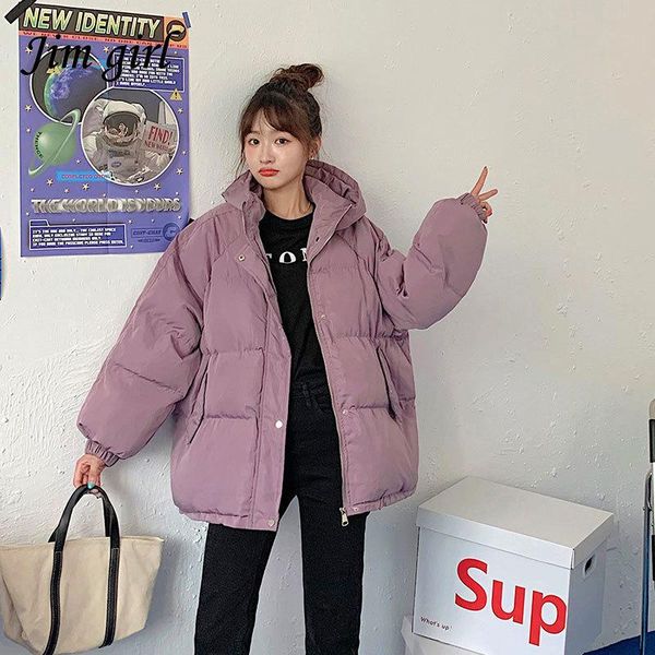 

women's down & parkas winter coat women cotton-padded jacket 2021 female korean hooded loose harajuku warm thick short mujer, Black