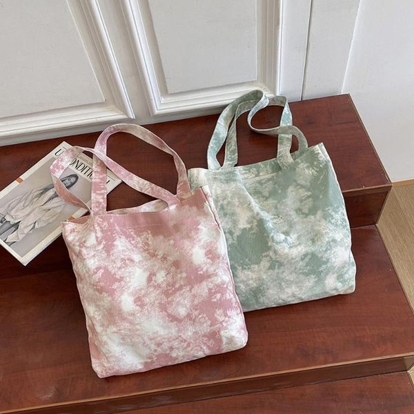 

evening bags fashion women tie dye printing canvas shoulder shopping casual all-matchÂ ladies large capacity tote handbags
