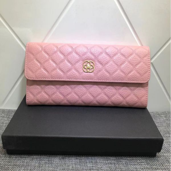 

simple european wallet leather new 2021 female long buckle and wallet wallet two-fold embossed american cowhide shusc lianquan004, Red;black