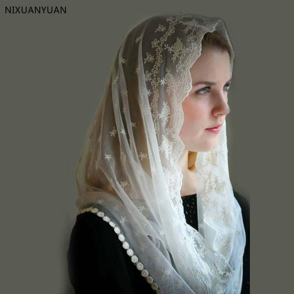 

bridal veils custom made muslim hijab luxury lace one layer handy wedding accessories velos de novia, Black