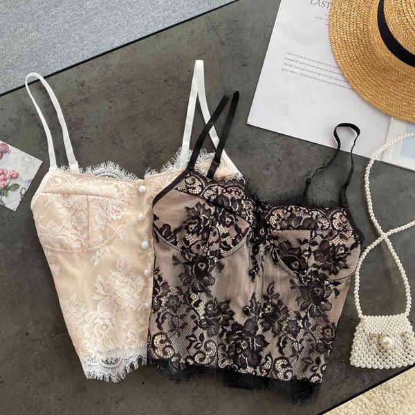 

tracksuits women backless y2k summer elegant lace splice slim tank korean off shoulder strap short camisole, Gray