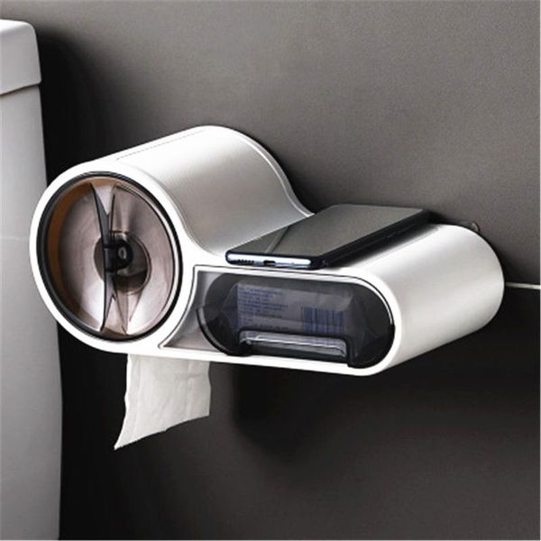 

toilet paper holder wall-mounted waterproof tissue box with storage rack bathroom roll organizer home multifunctional case holders