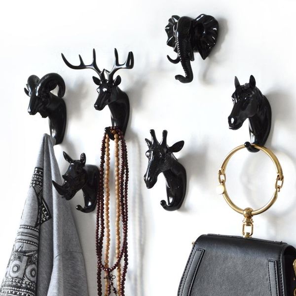

hooks & rails key animal vintage deer wall hanging hook head antlers for clothes hat elephant keys decoration