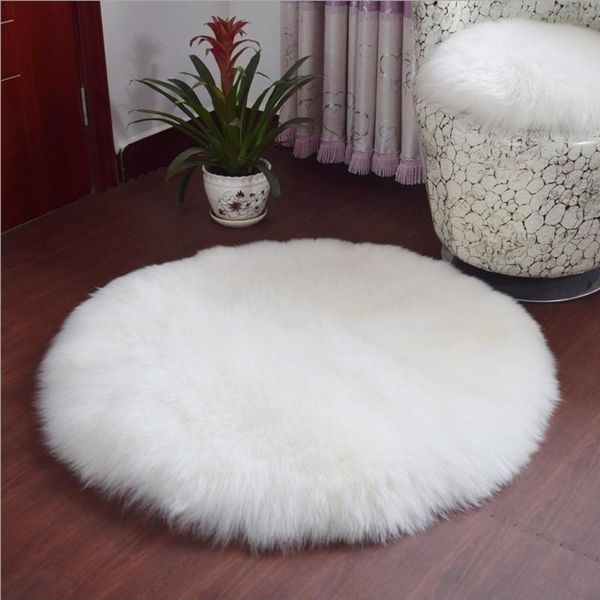

carpets 30cm living room fluffy round rug solid faux fur long plush area carpet sheepskin shaggy rugs for home bedroom decor 1pc