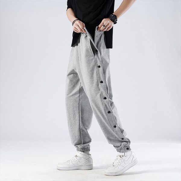 

spring and summer full women pants open double breasted sport sweatpants fashion thin loose fitness trousers male training, Black