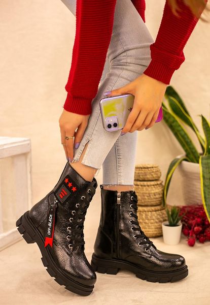 

boots sultan mica patent leather lace up boots, black low heel comfort casual classic sport booties, shoes for women 2021