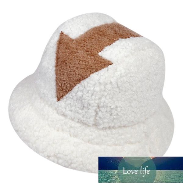 

appa bucket hat lamb wool hat winter warm fishing caps faux fur arrow symbol printed bucket hat men women tide flat hats factory price exper, Blue;gray