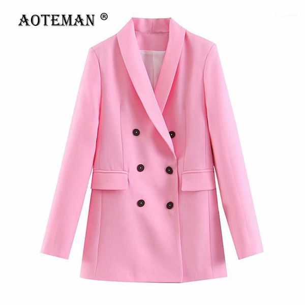 

women solid blazers suits jackets female double breasted coats fashion pink ladies elegant working wears women's outwear ll030 &, White;black