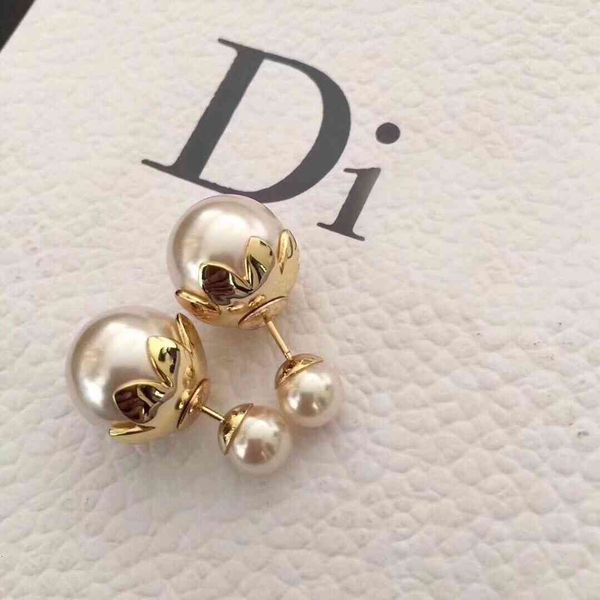 

luxury designer fashion temperament jewelry dijia / dejia 2021 pearl brass trend earrings personality women, Red;brown