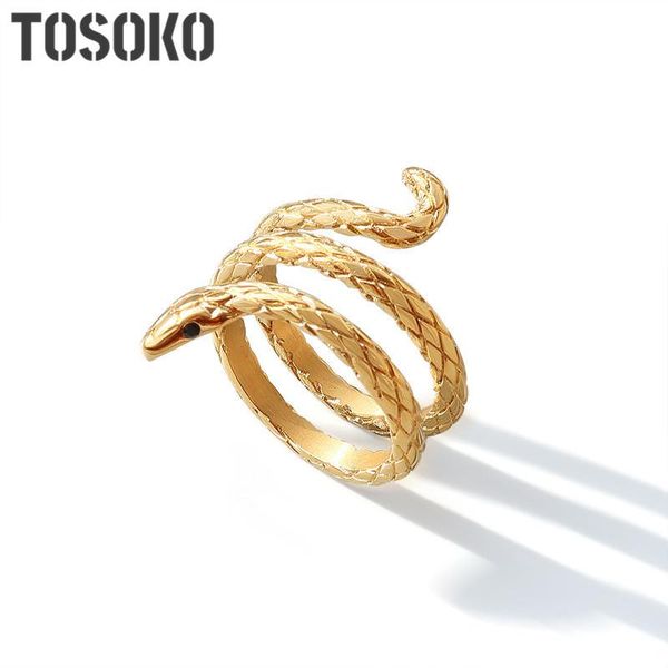 

cluster rings tosoko stainless steel jewelry ins cool wind animal around snake ring female hip hop punk for bsa132, Golden;silver