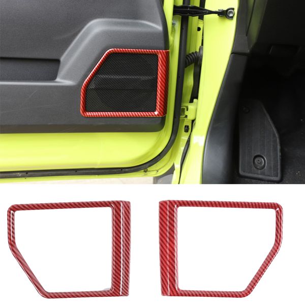 ABS interor porta porta-falante decoração capa acessórios para suzuki jimny jb74 19+ fibra de carbono vermelho