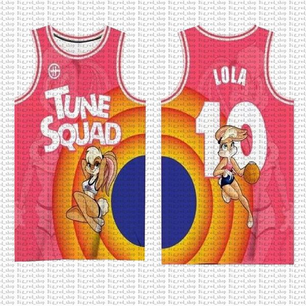 

new movie space jam jersey tune squad 6 james 7 r.runner 1 bugs taz lebron 10 23 lola 2 d.duck 22 bill murray 1/3 tweety jerseys wholesale, Black;red