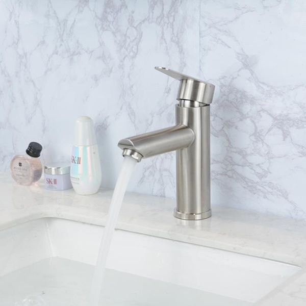 

bathroom sink faucets home classic wash basin faucet deck mounted single hole handle stainless steel brushed cold mixer tap