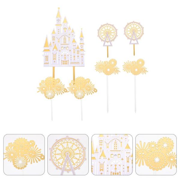 

other festive & party supplies 7pcs birthday cake ers paper inserts castle cupcake ornaments