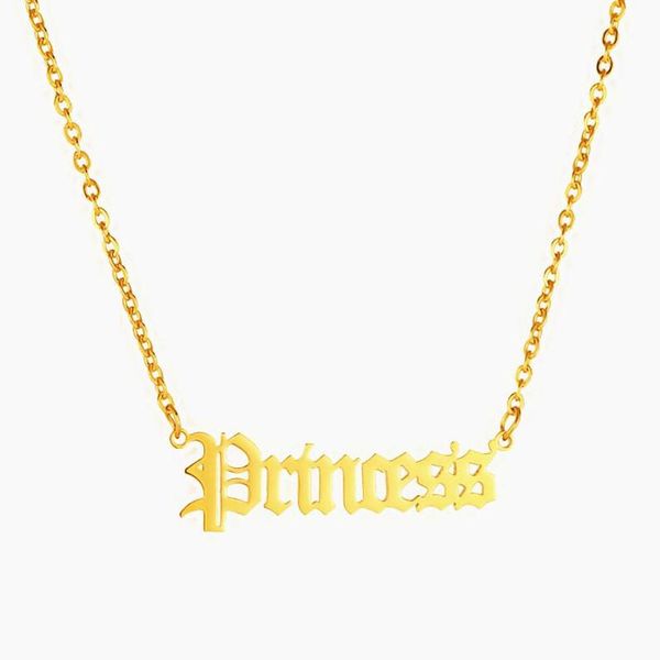 

stainless steel gothic letter princess necklace pendant women jewelry necklaces gold collares birthday gift, Silver