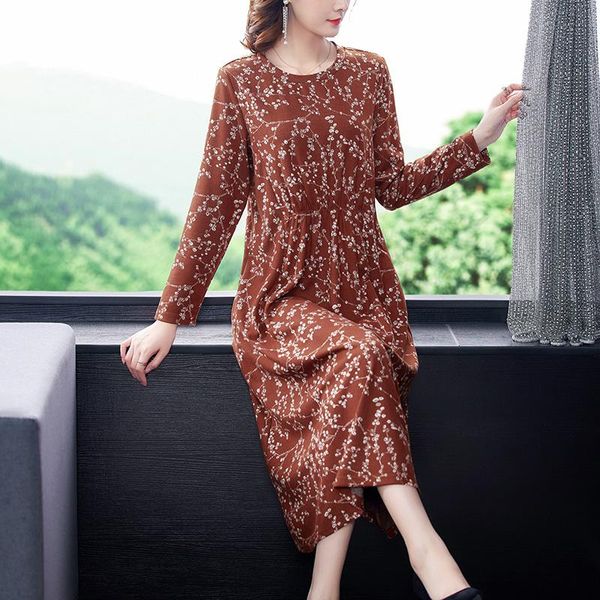 

casual dresses 2021 autumn female floral midi winter vintage 4xl plus size printed women elegant bodycon party vestidos, Black;gray