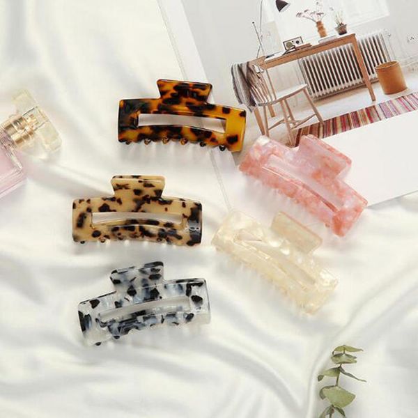 

hair clips barrettes 2021 claw retro fashion decorative leopard acetate plate grab clip for women girls resin pins, Golden;silver