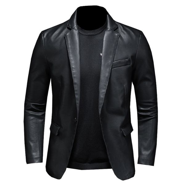 Estilo de outono Versão coreana de jaqueta de couro de alta qualidade faux Slim-Fit Mens Blazer 5xl 211124