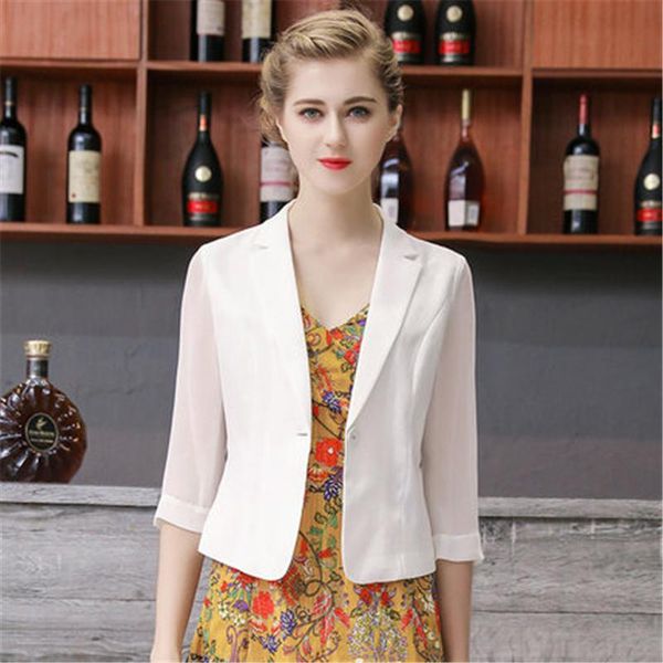 

chiffon short suit blazer femme jackets 2021 women coat slim office lady jacket female professional w325 women's suits & blazers, White;black