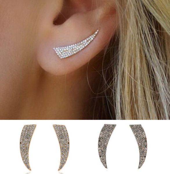 

925 silver earrings womens rhinestone stud luxury diamond earring jewelry gifts for girl women, Golden;silver