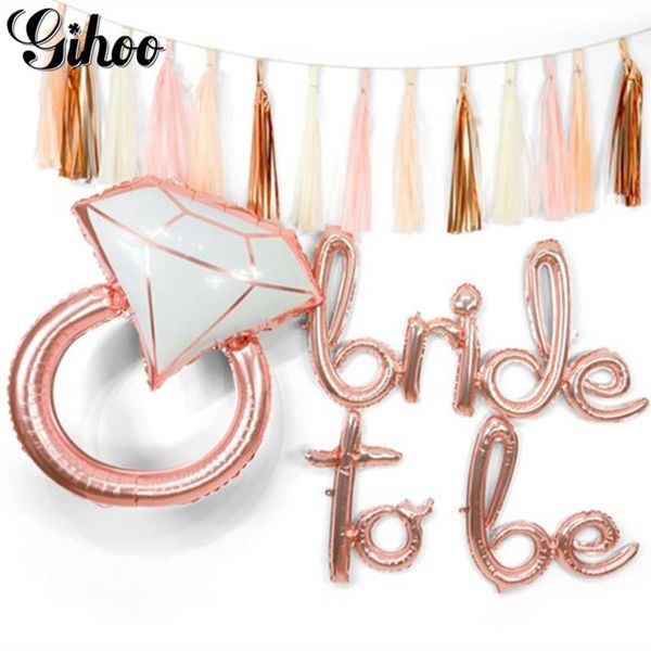 

party decoration 1pc rose gold diamond ring foil balloon bride to be letter valentine's day wedding decorations engagement supplies