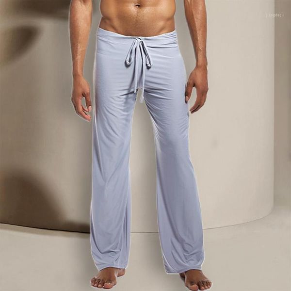 

men's pajama pant drawstring low-waisted design casual long sleep wear pants outdoor homewear man home trousers sleepwear, Black;brown