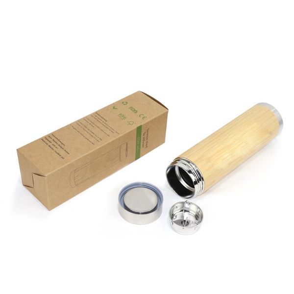 

water bottles stainless steel bamboo vacuum cup customize logo