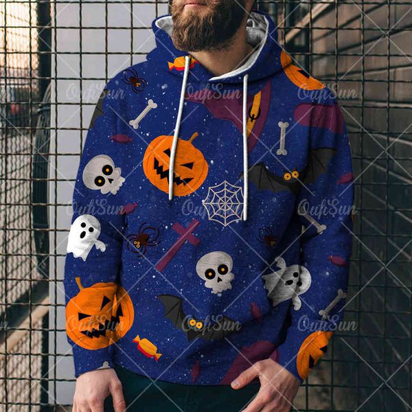 

men's hoodie 3d print sweater halloween horror sweater 3d sweater digital print hat 87h0, Black