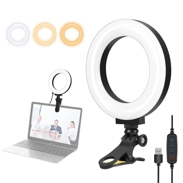 

flash heads usb dimmable selfie ring light for lapdeskyoutube vlogging lamp video conference lighting kit & monitor clip holder