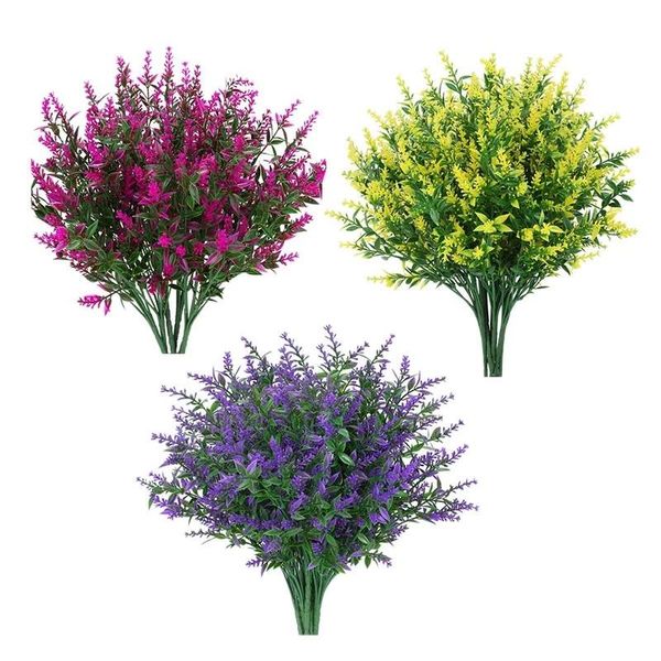 

bundles artificial lavender flowers outdoor fake for decoration faux plants garden porch window box decor decorative & wreaths