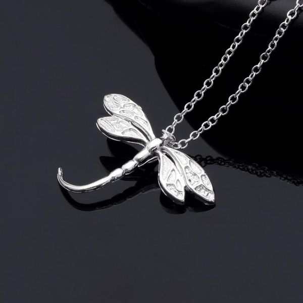 

pendant necklaces hermosa dragonfly shaped chain necklace 18'' wholesale women xl000438 pretty girls gift, Silver