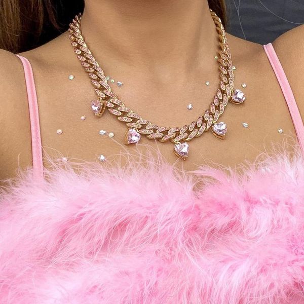 

chokers choker necklace cuban chain heart pendant lady punk style long lasting for party, Golden;silver