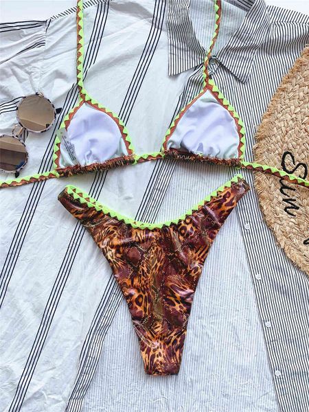 

halter bikini biquini 2021 micro thong swimwear maillot de bain femme print swimsuit swimming suit for women bathing suiting