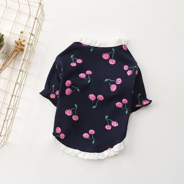 

dog apparel 2021 arrival pet clothes spring summer shirt chihuahau puppy for small medium dogs cherry design costume