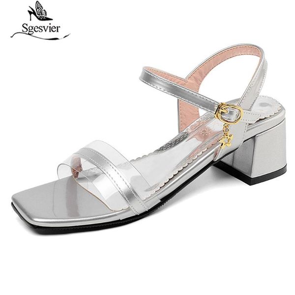 

dress shoes sgesvier women stiletto buckle thick heel sandals platform fashion ladies heeled black footwear heels size 32-43 g491