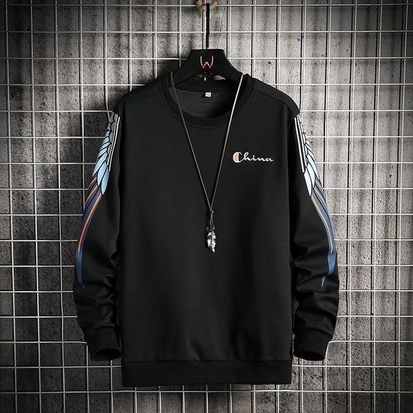 

mens sweater autumn clothes men's new 2021 youth fashion round neck casual, Black