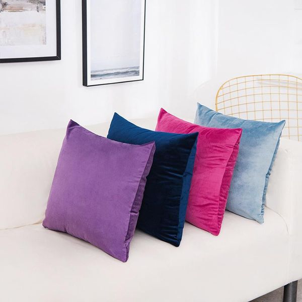 

pillow case 60*60cm luxury velvet cushion cover pillowcase green yellow pink solid color home decorative sofa throw pillowslip
