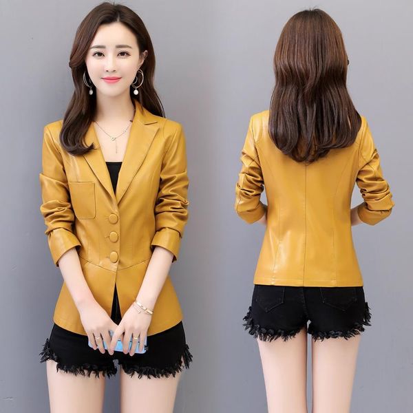 

women's leather & faux plus size 3xl 4xl jacket coat female 2021 autumn women short slim jackets woman outerwear, Black