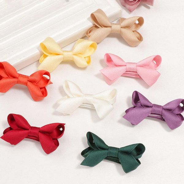 

bow hair clip alligator clips girls ribbon kids handmade 13 colors sides accessories, Slivery;white