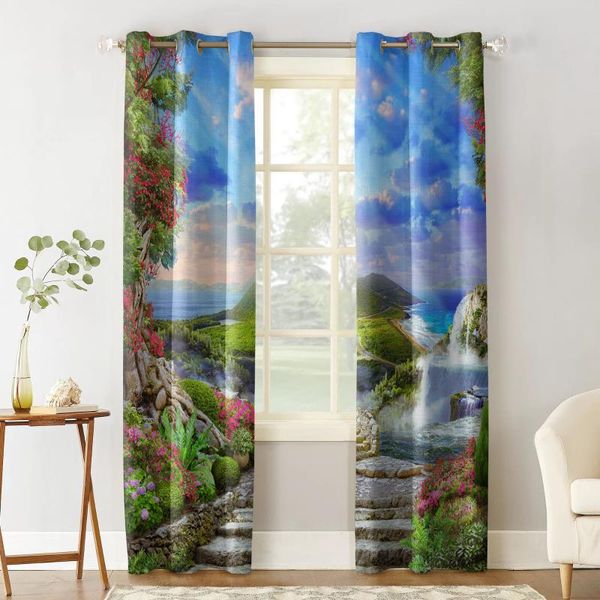 

curtain & drapes colorful mountains plants flowers sea window curtains living room boys children bedroom kids cortina treatment home decor