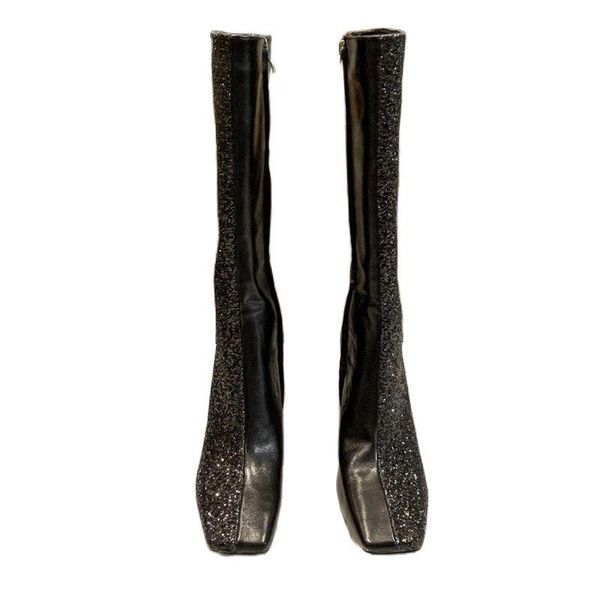 

boots punk style autumn winter black knee high female women shoes heels 2021