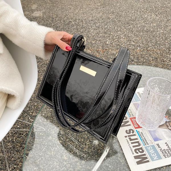 

cross body 2021 simple patent leather bagutte bags for women sac femme shoulder bag lady handbags and purses designer female