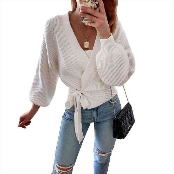 

women sweater v-neck cardigan lace up bow sweater solid color females coat white purple grey apricot, White;black