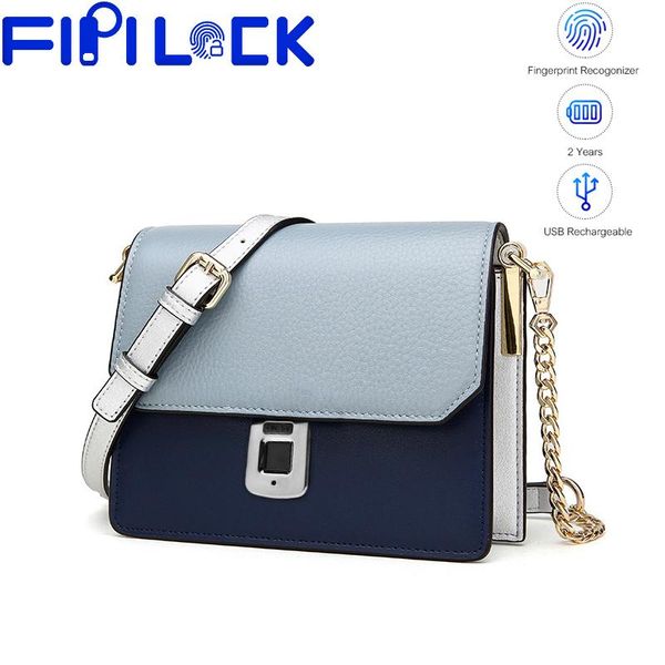 

fipilock ladies fingerprint leather shoulder bag smart anti-theft casual fashion large bolsos access control
