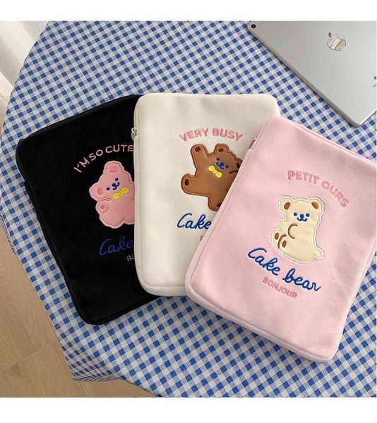 Milkjoy Cartoon Bär Handtasche 10,5 11 Zoll Mac iPad Hülle Halter Niedlich Korea Mode Schule Organizer Datei Taschen Studnet Geschenk Y0817