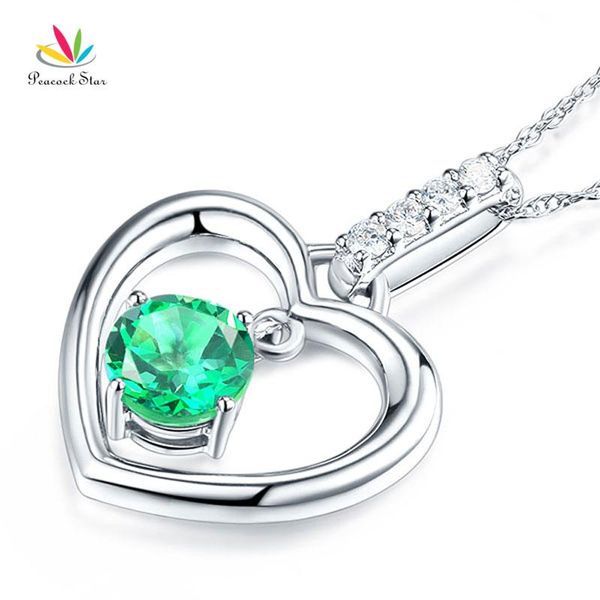 

lockets peacock star fine 14k white gold green z heart pendant necklace 0.04 ct diamond, Silver