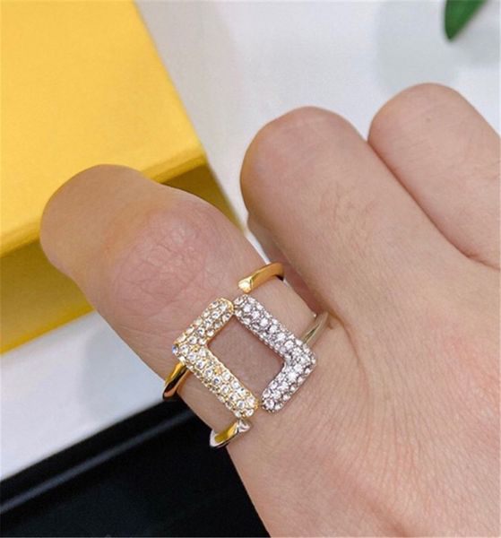 

luxury designer gold silver f brand rings for lady women party wedding lovers gift engagement designer diamond ring fashion jewelry with box, Golden;silver