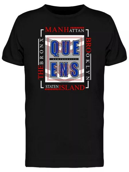 

Five Boroughs Nyc Typography Men's Tee -Image by Shutterstock, White;black