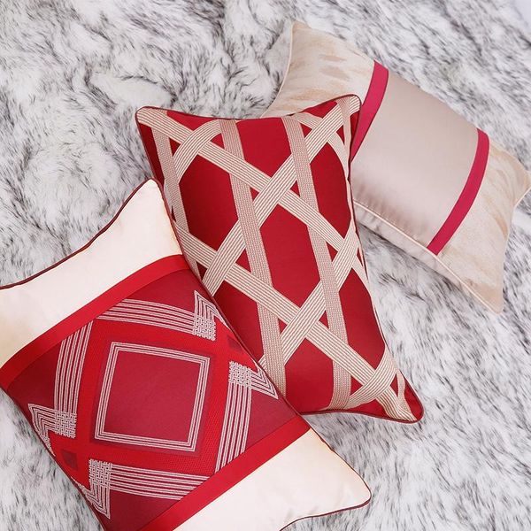 

cushion/decorative pillow light luxury sofa cushion cover chinese style red embroidery stitching striped pillowcase home el decor chair